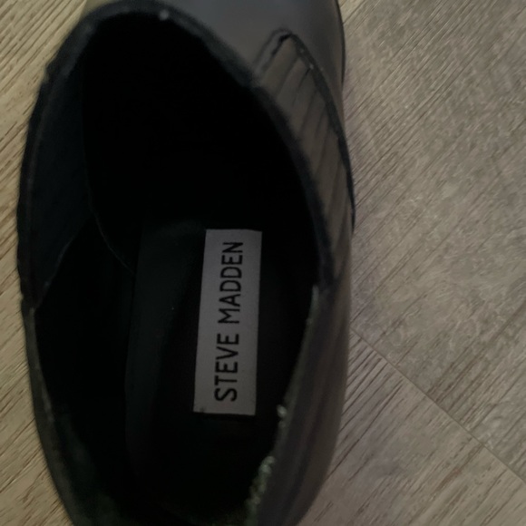 Steve Madden cowboy black leather unique heel leather boots  size 6 - Picture 12 of 13